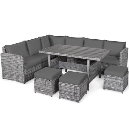 7-piece Outdoor Rattan Patio Furniture Set Black