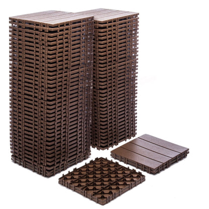 76-Pack Plastic Interlocking Deck Tiles - 68.80 Sq.Ft Outdoor Plastic Flooring Super Durable & Waterproof All-Weather Indoor/Outdoor