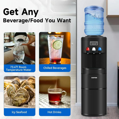 ICEPURE Water Dispenser with Ice Maker 3-in-1 Hot and Cold Water Cooler Ice Maker Machine