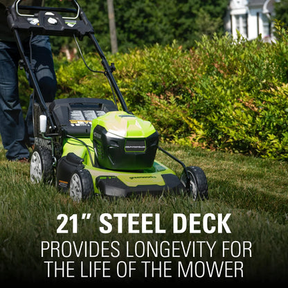80V Battery-Powered Lawn Mower, 53 cm (21 inch), Self-Propelled, Brushless | Greenworks