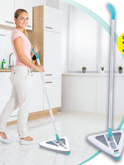 2025 Zippi Sweeper Max- Powerful and Lightweight Sweeper  Perfect for Carpet Hardwood and Tile  Triangular Design Allows for Sweeping in Corners  1000 mAh Rechargeable Battery