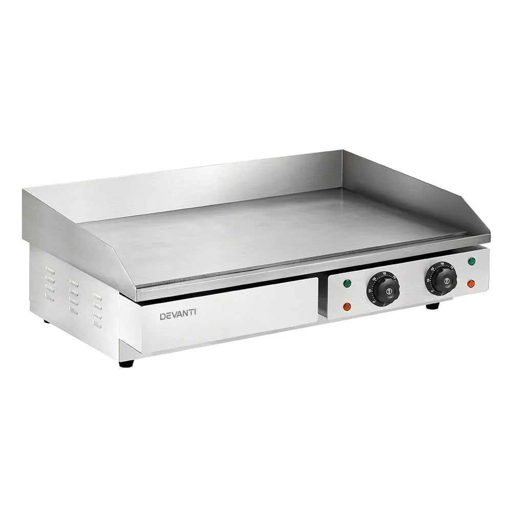 Devanti 73cm Commercial Electric Griddle BBQ Grill Plate 4400W Silver