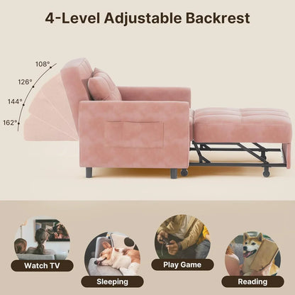 Sofa Bed Chair 3 in 1 Convertible Pullout Single Sleeper Chair Bed Spacious Multifunctional Sofa
