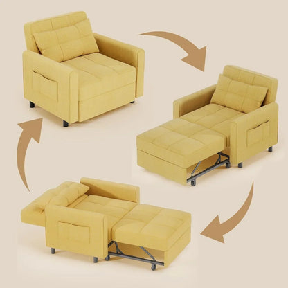 Sofa Bed Chair 3 in 1 Convertible Pullout Single Sleeper Chair Bed Spacious Multifunctional Sofa