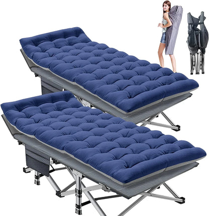 Slsy 2 Pack Folding Bed Cot with 3.3 Inch 2 Sided Mattress, 75"* 28" Folding Camping Cots with Carry Bag, Portable Sleeping Cot Guest Bed