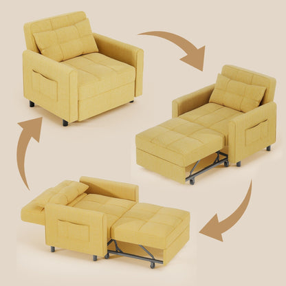 3-in-1 Adjustable Sleeper Sofa Bed, Pull Out Chair Sofa, Convertible Folding Bed for Living Room