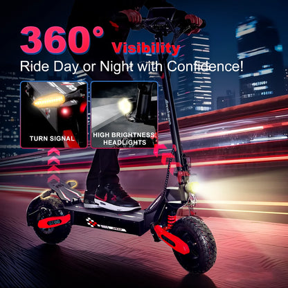Off Road Electric Scooter for Adults, 1200W Motor Fast E Scooter, Up to 28MPH Top Speed & 20Miles Long Range, 11" Off-Road Tires, 330lbs MAX Load, Foldable