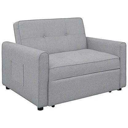 g 488243 Convertible Sleeper Sofa Bed MultiFunctional Adjustable Single Bed Chair with USB Port and 2 Pillows for Small Space Grey