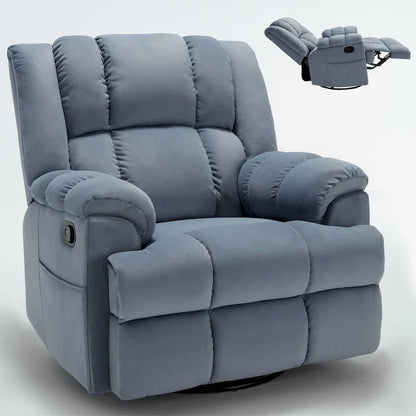 Lazy Boy Swivel Rocker Fabric Recliner Chair, Overstuffed Large Manual Recliner Glider with Pillow Top Arms and Cushion Back