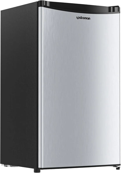 Upstreman 3.2 Cu.Ft Mini Fridge with Freezer, Single Door Mini Fridge, Dorm Fridge, Adjustable Thermostat, Mini Refrigerator for Bedroom, Office, Dorm, Black-BR321