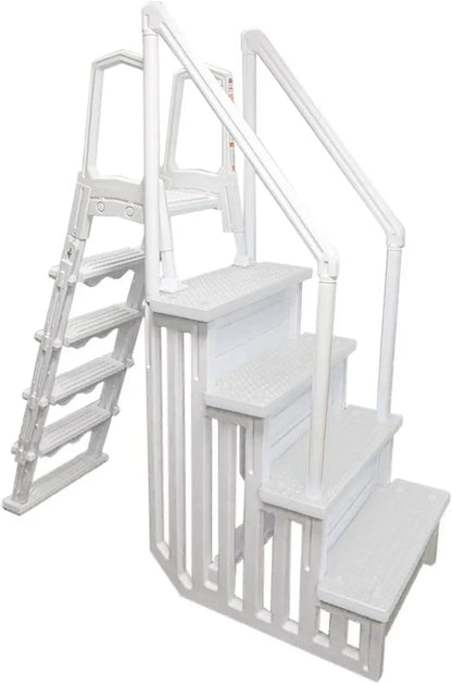 Non-slip entry steps for pools | Grey | For above-ground pools | Can be installed on terraces with a height of 122 to 137 cm | Load capacity up to 136 kg