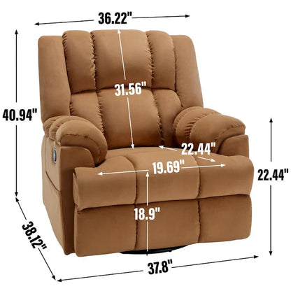 Lazy Boy Swivel Rocker Fabric Recliner Chair, Overstuffed Large Manual Recliner Glider with Pillow Top Arms and Cushion Back