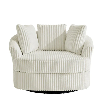 2 Set Oversized 43 W Plush Corduroy Swivel Barrel Chair with Pillows
