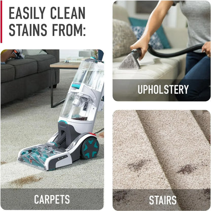 Hoover SmartWash+ Automatic Carpet Cleaner for Carpets and Upholstery, Deep Cleaning Carpet Shampoo, Carpet Deodorizer and Pet Stain Remover FH52000, Turquoise