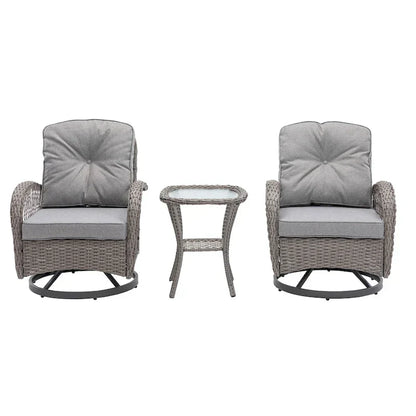 3 Pieces Outdoor Swivel Rocker Patio Chairs, 360 Degree Rocking Patio Conversation Set